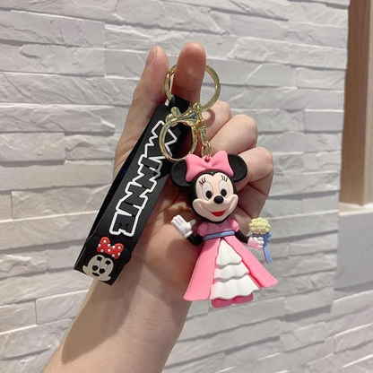 Couple KeychainS With Wristband & Pendant || Cartoon Character Keychains