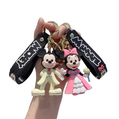 Couple KeychainS With Wristband & Pendant || Cartoon Character Keychains